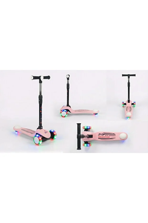 Işık/Ledli Üç Teker Yükseklik Ayarlanabilir ve Katlanabilir Fren Sistemli Çocuk Scooter